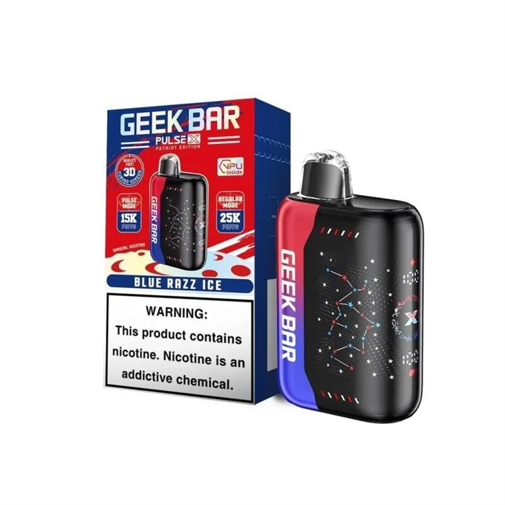 Geek_Bar_Pulse_X_25K_Puff_PATRIOT_EDITION_Rechargeable_Disposable_Blue_Razz_Ice_GEEK BAR PULSE X 25000 Geek_Bar_Pulse_X_25K_Puff_PATRIOT_EDITION_Rechargeable_Disposable_Blue_Razz_Ice_GEEK BAR PULSE X 25000