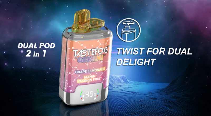 Tastefog-Gemini-25000-Puffs-2-Nicotine-Mesh-Coil-1-0ohm-Rechargeable-Pods-Desechables-Vape-2-in-1 TASTEFOG GEMINI 25000