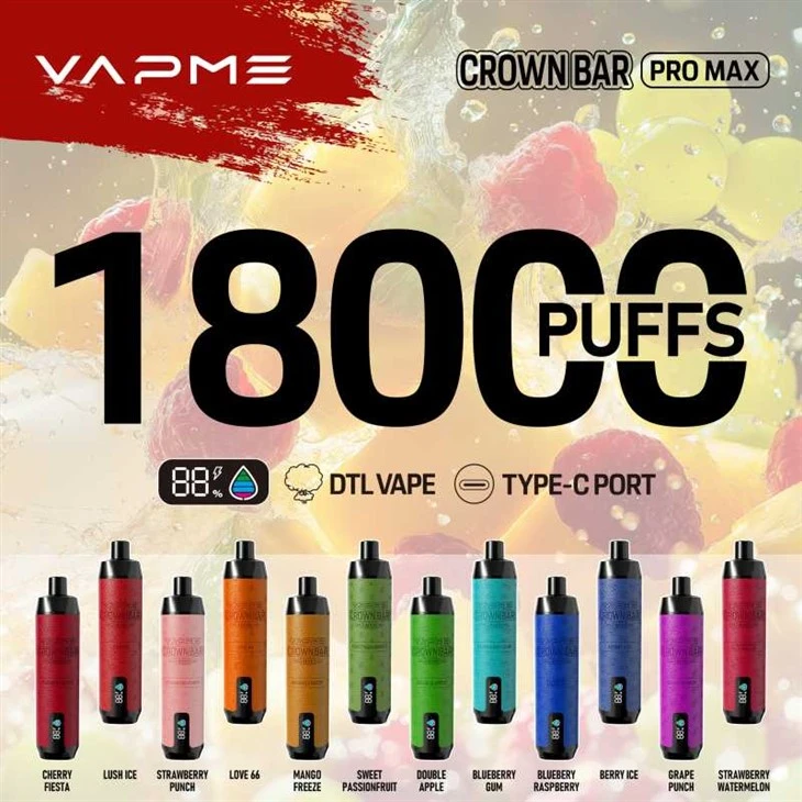 VAPME CROWN BAR 18000 PRO MAX Disposable Vape VAPME CROWN BAR 18000 PRO MAX Disposable Vape